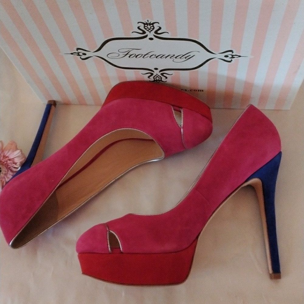 Footcandy Color Block Platform Heels - Picture 5 of 13